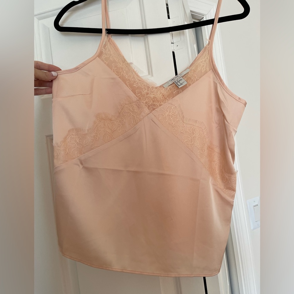 Forever 21 Satin Lace Trim top